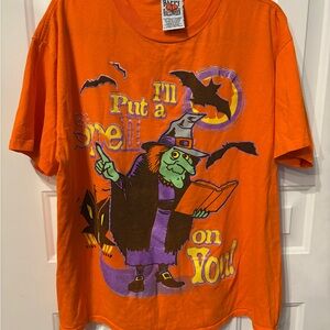 Orange Halloween Witch Graphic T-Shirt